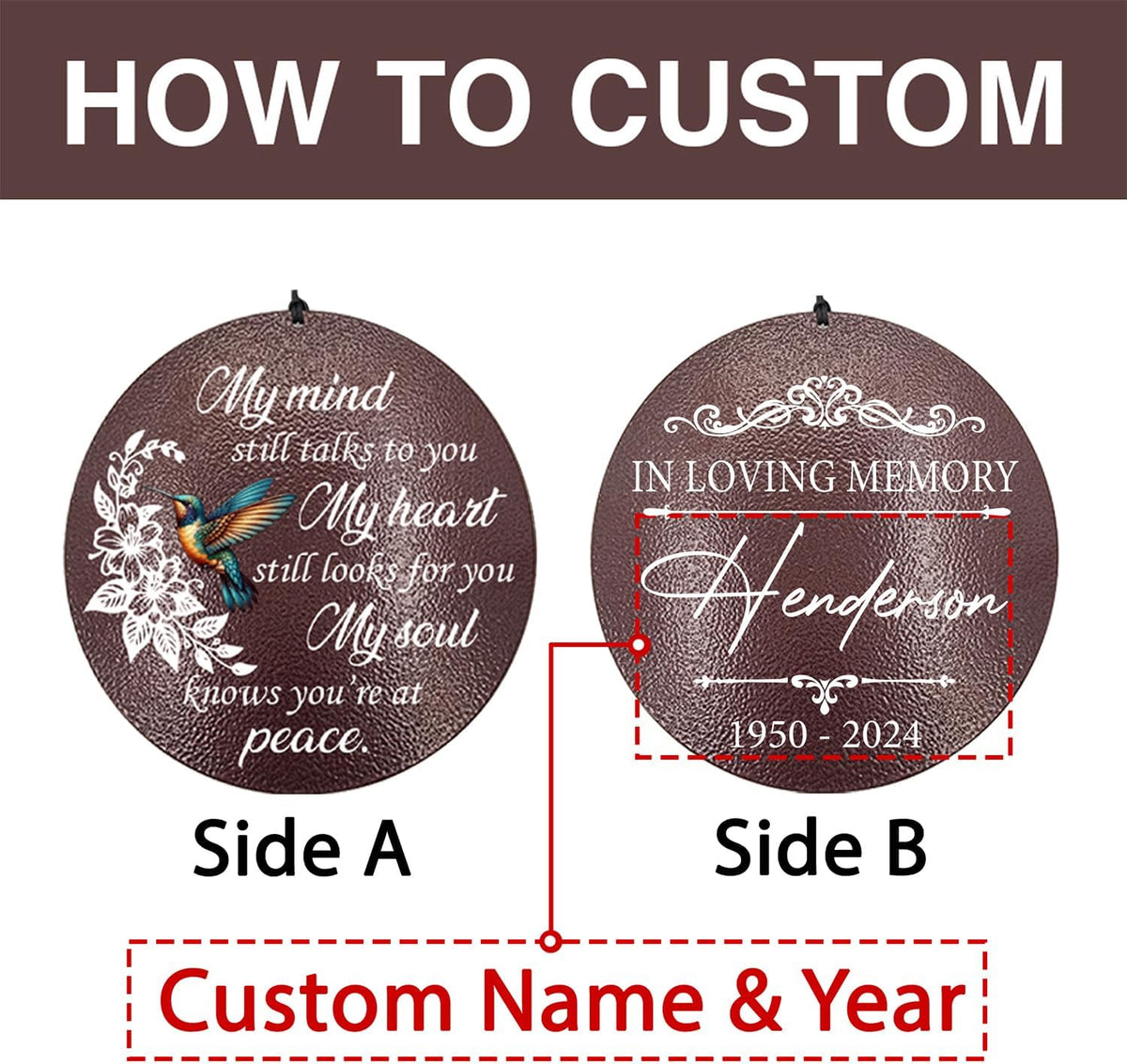 ASTARIN 36" Large Deep Tone Personalized Sympathy Wind Chimes, Memorial Wind Chime for Loss of