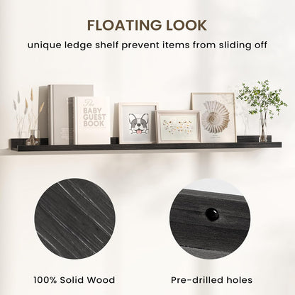 Floating Shelves for Wall, Picture Ledge Shelf 36 Inch Solid Wood Set of 2, Rustic Wall Shelves