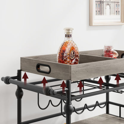 GarveeHome Bar Cart, Bar Carts for The Home, 3 Tier Serving Cart with Wheels, Home Bar & Serving