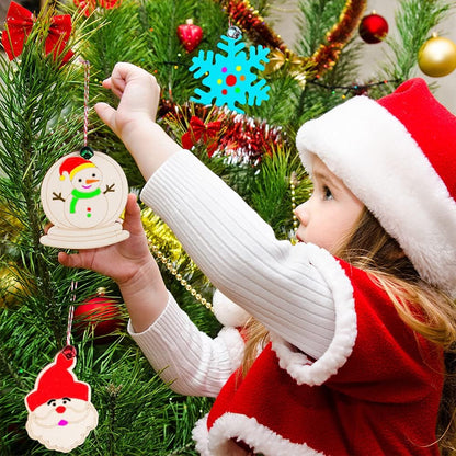 GUDELAK 60PCS DIY Wooden Christmas Ornaments, 12 Styles Christmas Crafts for Kids Adults with