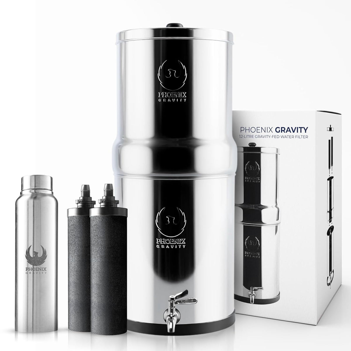 Gravity Water Filter System - 3.25 Gallons - NSF Certified - AISI 304 Stainless Steel Countertop