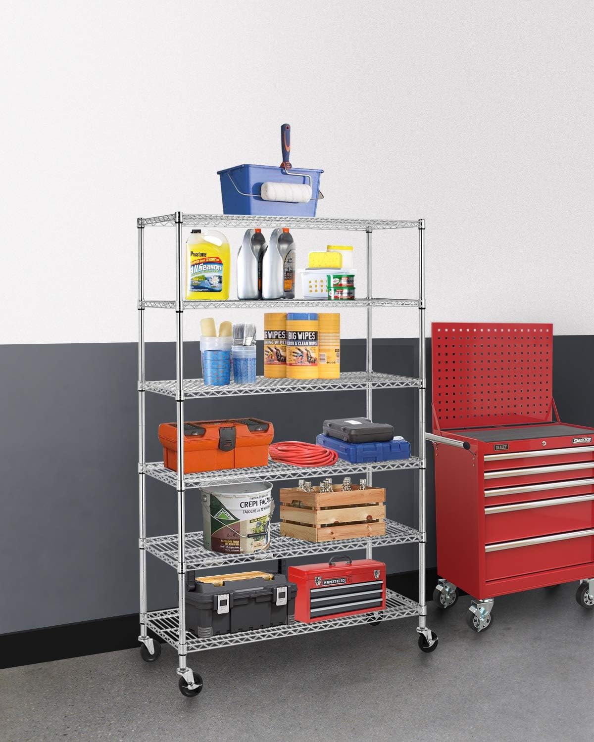 BestMassage Wire Shelving Unit Heavy Duty Garage Storage Shelves Large Metal Shelf Organizer 6-Tier