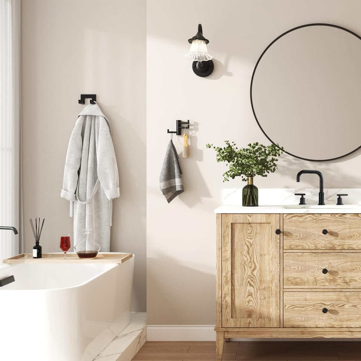 Angle Simple Swivel Towel Hook 3 Arms, SUS 304 Stainless Steel Foldable Bathroom Robe Towel Hook