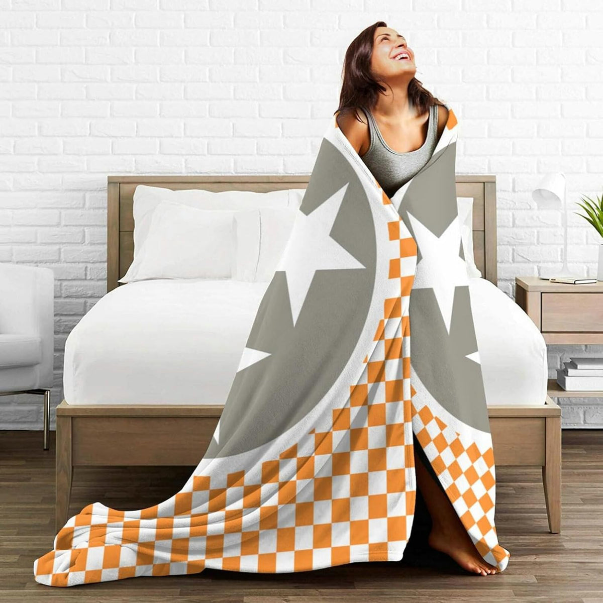 HGOD DESIGNS Tennessee Throw Blanket Ultra Soft Warm All Season Tennessee Orange Grey Star Flag