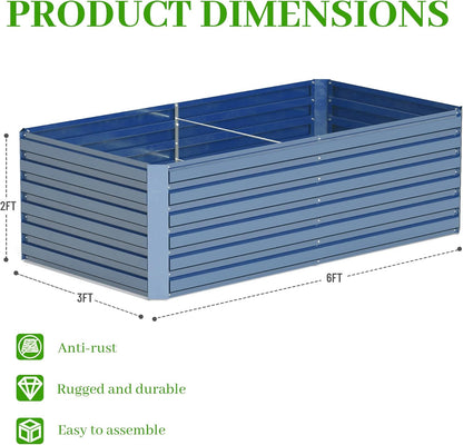 6x3x2 ft Raised Garden Bed, Large Metal Planter Raised Beds, Planters for Outdoor Plants for