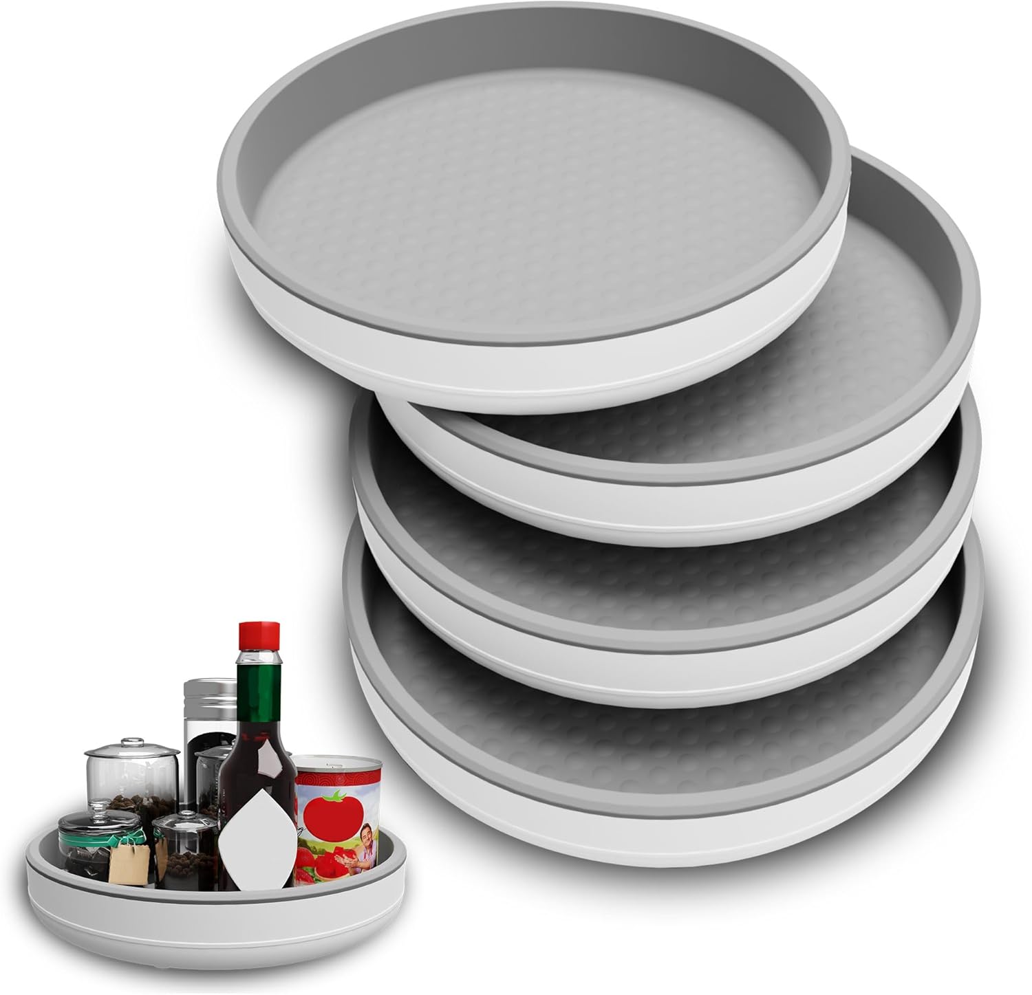 4 Pack 10 Inch Non-Skid Lazy Susan Turntable Organizers - Spinning Rack for Pantry Organization and