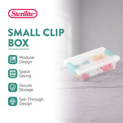 Sterilite Small Clip Box, Stackable Small Storage Bin with Latching Lid, Plastic Container to