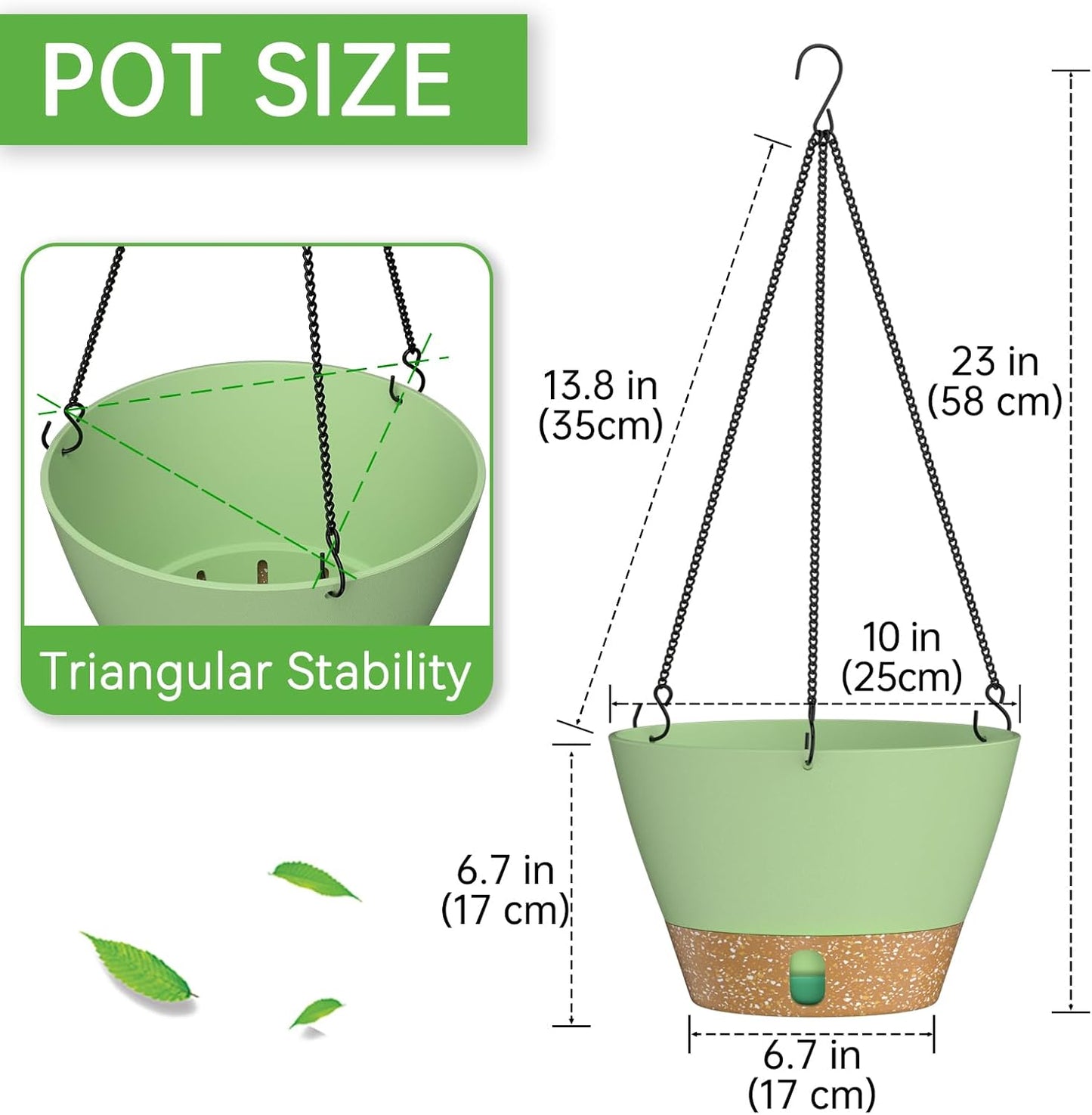 ZMTECH 2 Pack 10 Inch Hanging Planters for Outdoor Plants, Hanging Pots for Plants Indoor with