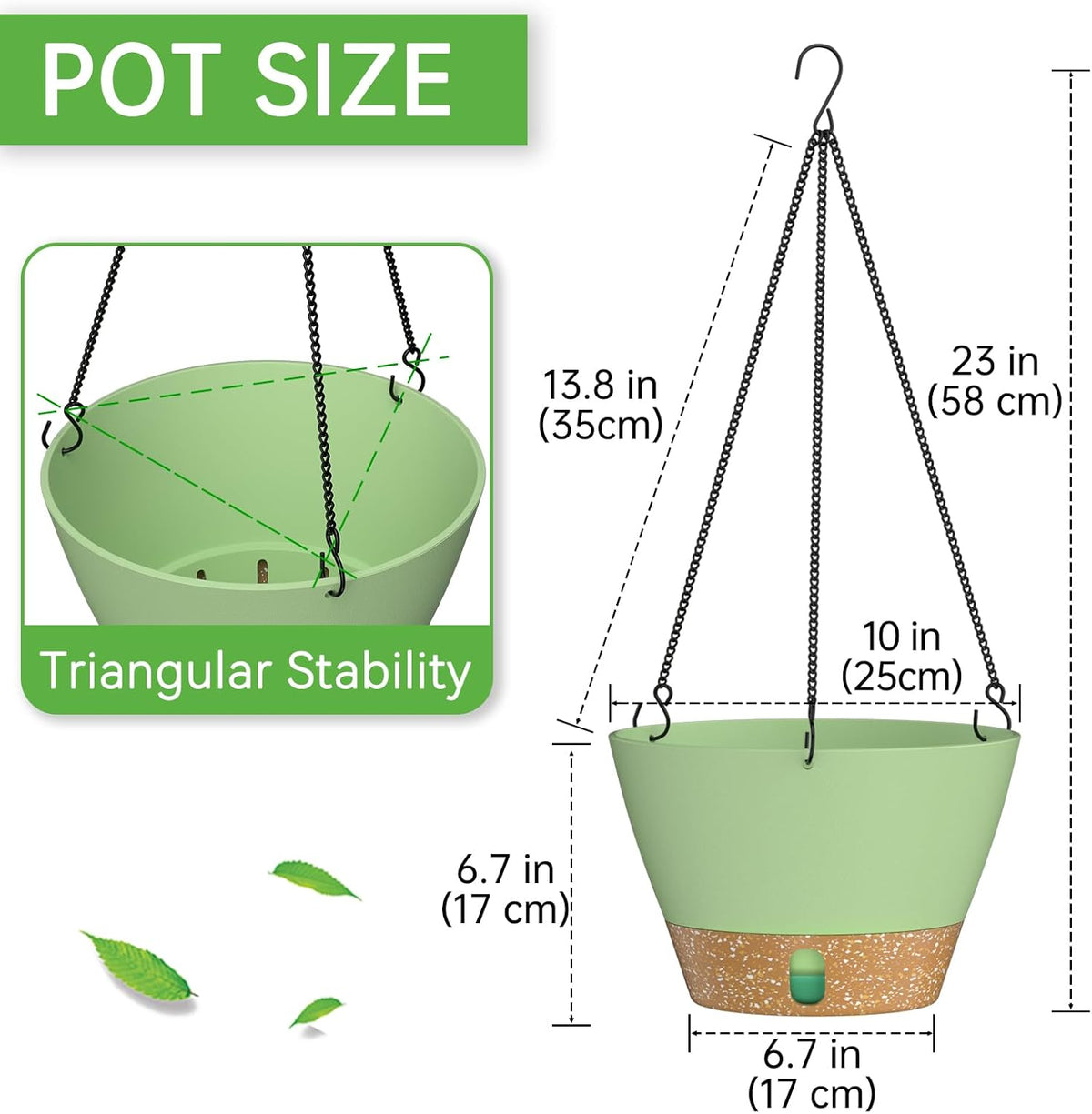 ZMTECH 2 Pack 10 Inch Hanging Planters for Outdoor Plants, Hanging Pots for Plants Indoor with