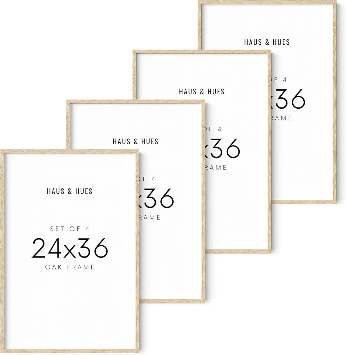 Haus and Hues 24"x36" Beige Oak Wood Frames Set of 4 - 24x36 Natural Wood Frames for Posters, 24x36