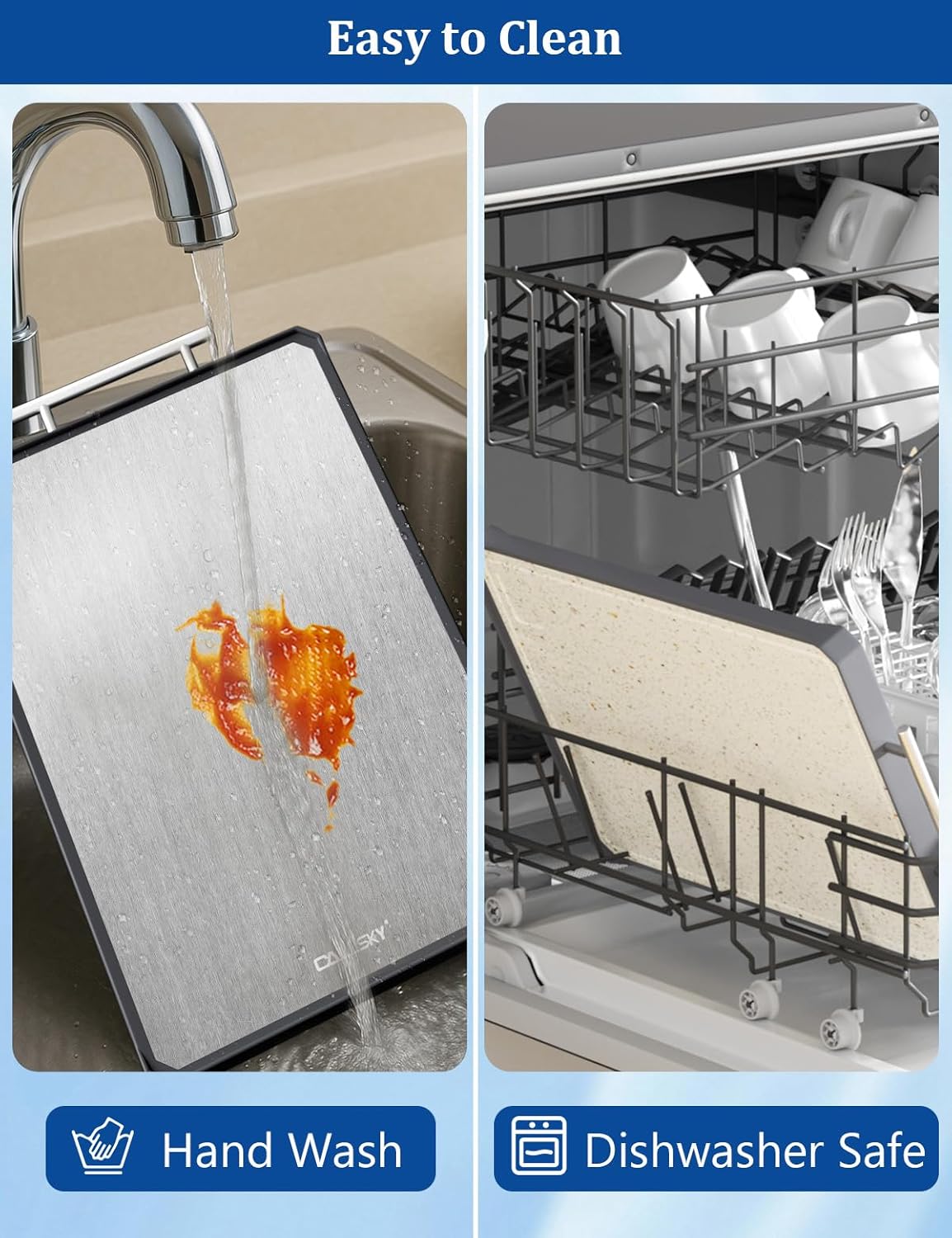 Titanium Cutting Boards for Kitchen, 2 in 1 Titanium Cutting Boards with JUICE GROOVE, Metal