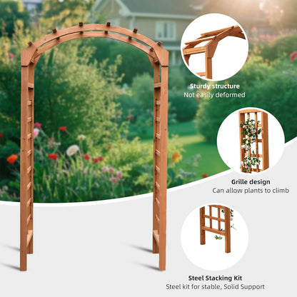 Solid Fir Wooden Garden Arch Premium Outdoor Trellis for Climbing Plants, 84.5”H×49.37”W×23.5’’D