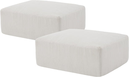 40" Square Stuffed Ottoman Pouf for Sofa Couch, Corduroy Poufs with Foam Chunk Filling, Furry &