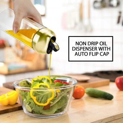 Aelga Gold Oil Dispenser - Gold Kitchen Accessories-Oil Dispenser Bottle for Kitchen with Stainless