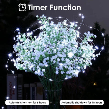 2-Pack Fairy Lights Battery Operated with Remote, Waterproof 66FT 200 LED Battery String Lights