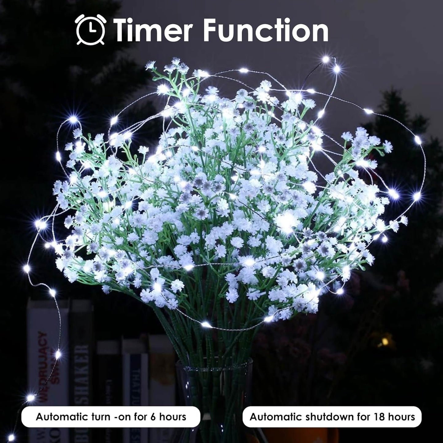 4-Pack Fairy Lights Battery Operated with Remote, Waterproof 33FT 100 LED Battery String Lights
