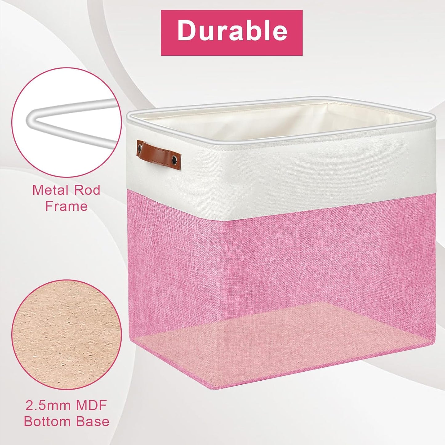 Large Fabric Storage Baskets | 50L Storage Bins, Decorative Linen Closet Baskets with Handles for