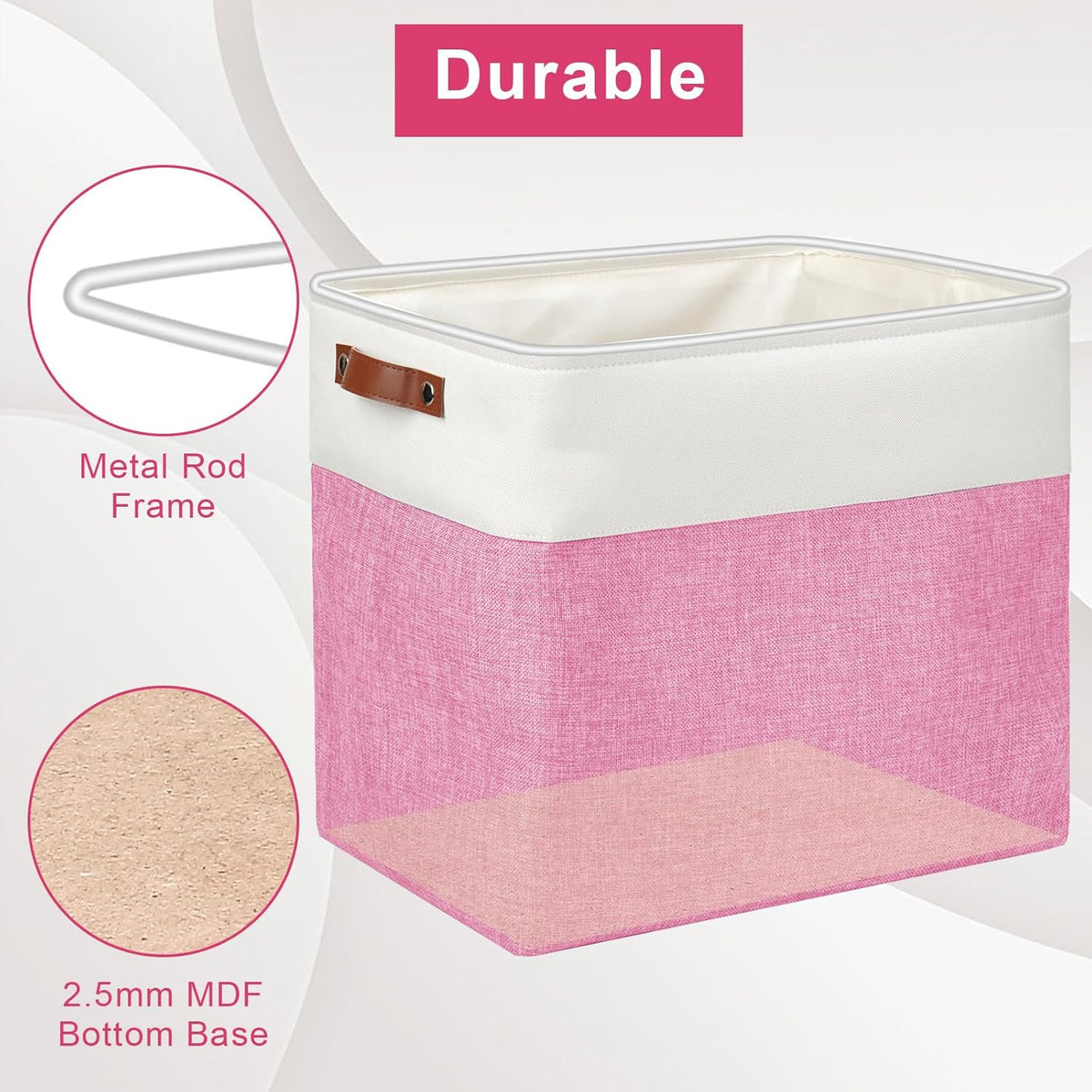 Large Fabric Storage Baskets | 50L Storage Bins, Decorative Linen Closet Baskets with Handles for