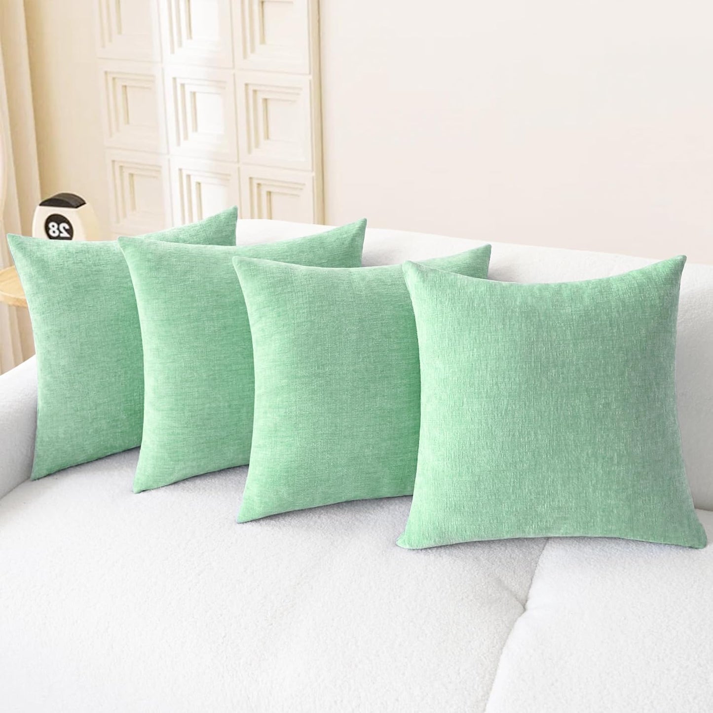 CaliTime Throw Pillow Covers Decorative 18 X 18 Inches Pack of 4 Cozy Chenille Cushion Cases for