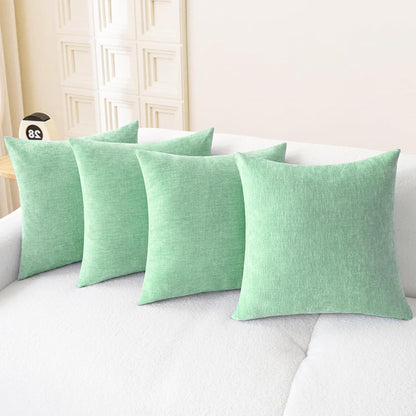 CaliTime Throw Pillow Covers Decorative 18 X 18 Inches Pack of 4 Cozy Chenille Cushion Cases for