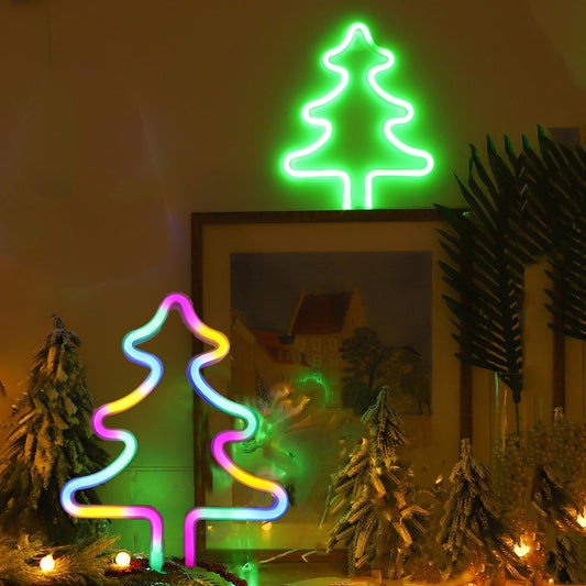 Christmas Tree Neon Light Signs for Bedroom Bedside Dorm Wall Decor,Neon Light up Christmas Decor