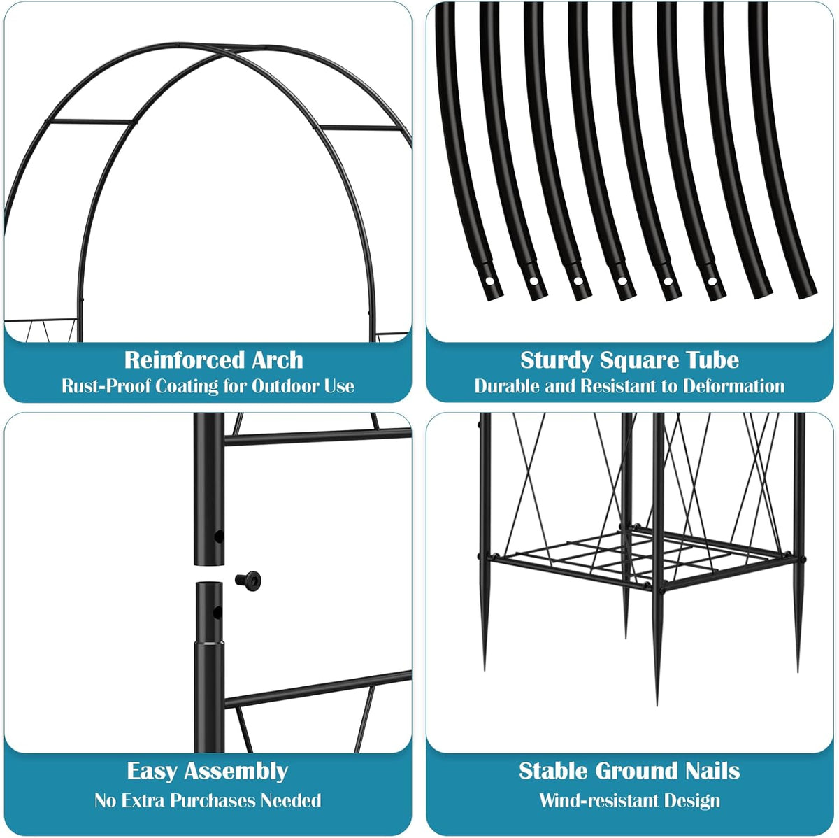 8.2 Ft Garden Arch Trellis for Climbing Plants Outdoor, Wedding Arch Frame for Ceremony Garden
