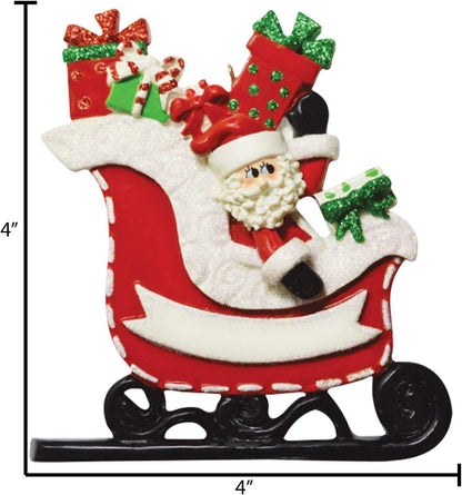 Personalized Christmas Ornaments 2024 - Customized Santa in Red Sleigh Keepsake Ornaments for