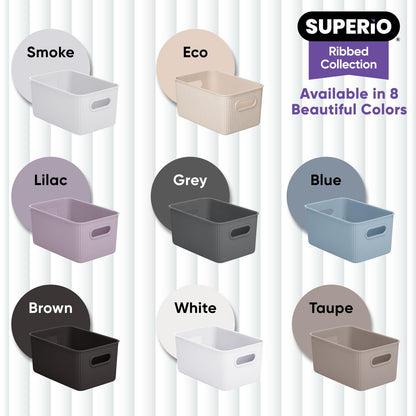 Superio Eco-Friendly Decorative Plastic Basket Open Home Storage Bins Organizer Baskets, Medium (2