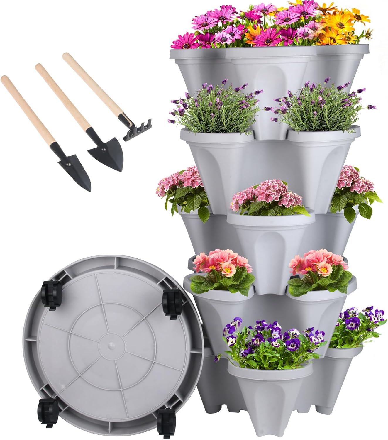Vertical Planter 5 Tier Stackable Planters Garden Planters Strawberry Herb Flower and Vegetable