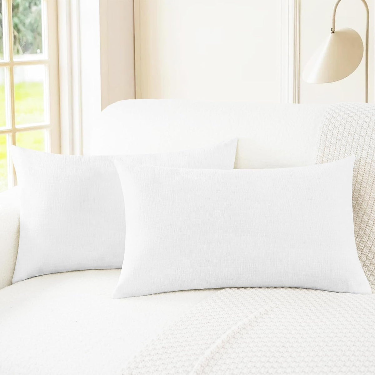 CaliTime Throw Pillow Covers Decorative 16 X 26 Inches Pack of 2 Cozy Chenille Cushion Cases for