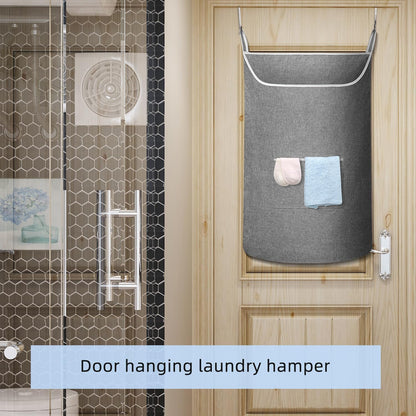 X-Large Hanging Laundry Hamper Bag, Door Hanging Hamper with Front Pocket Dirty Clothes Hanging