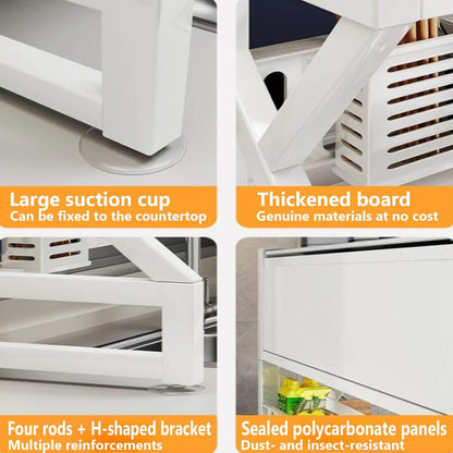 Kitchen sink rack dishwashing sink countertop dustproof cupboard storage multifunctional tableware