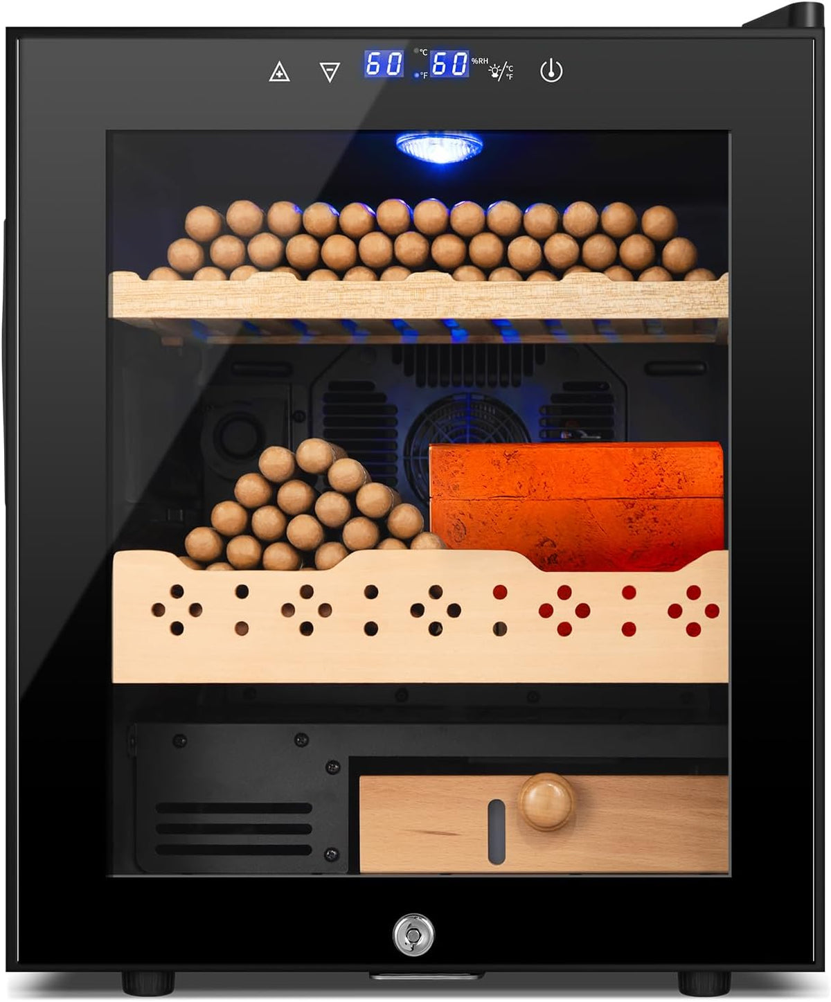Electric Humidor for Cigars, 50L 300 Counts Large Capacity,Thermostatic Desktop Electric Cooler