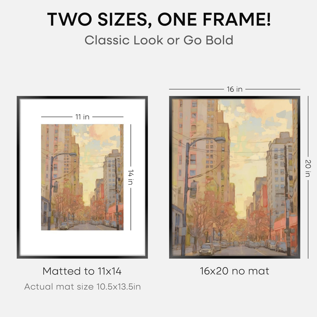 Homeforia 16 x 20 Picture Frame Black, High End Metal 11x14 Matted for 16x20 Frame, 16 x 20 Black