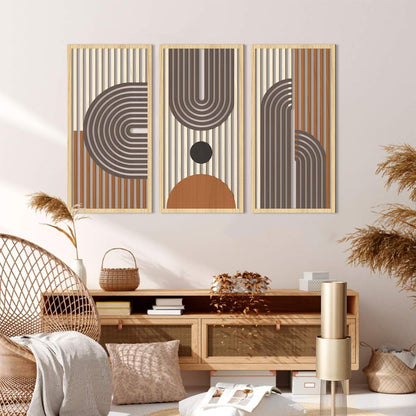 IARTTOP Mid century Modern Decor 16x32 Inch Large Boho Wood Wall Art Abstract Wooden Wall Decor