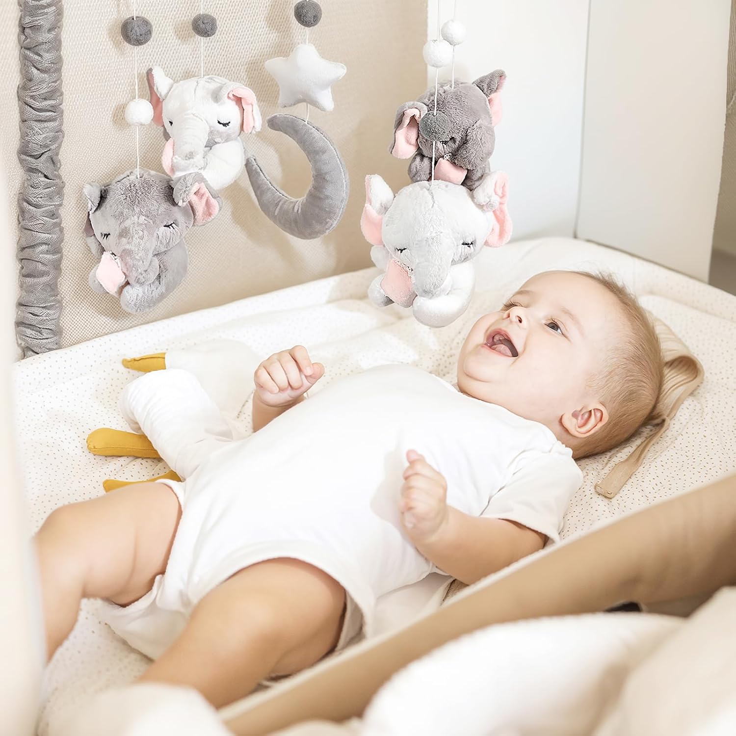 Baby Crib Mobile - Elephant Crib Mobile for Girls with 25 Inches Mobile Arm and 35 Lullabies