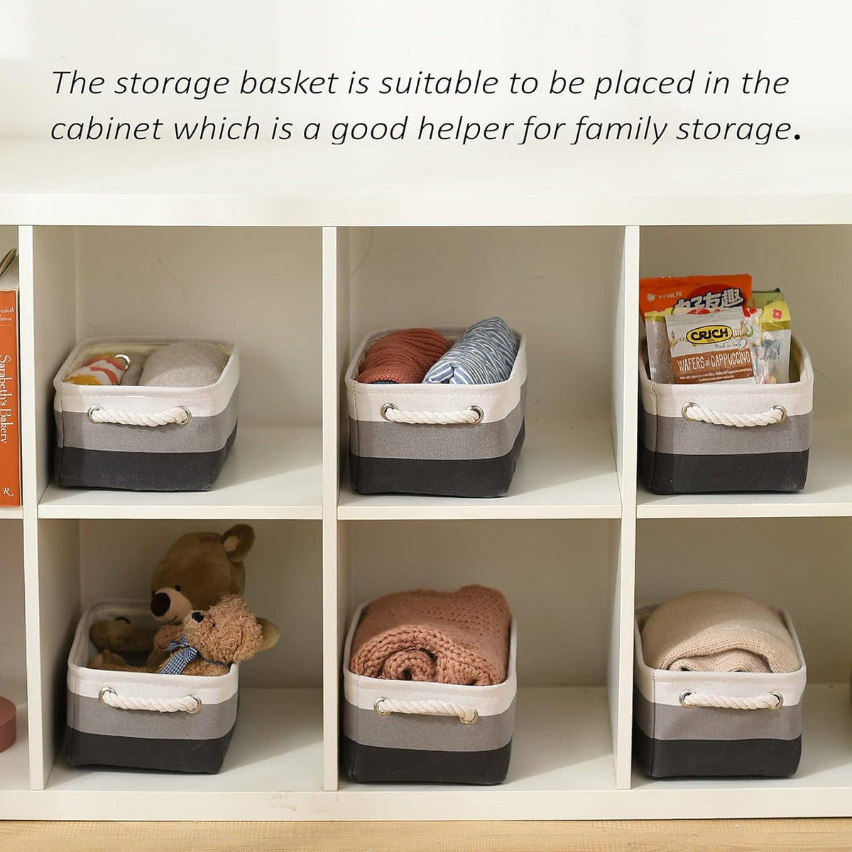 TcaFmac Small Fabric Storage Baskets for Organizing [6 Pack] Closet Storage Bin Foldable Storage