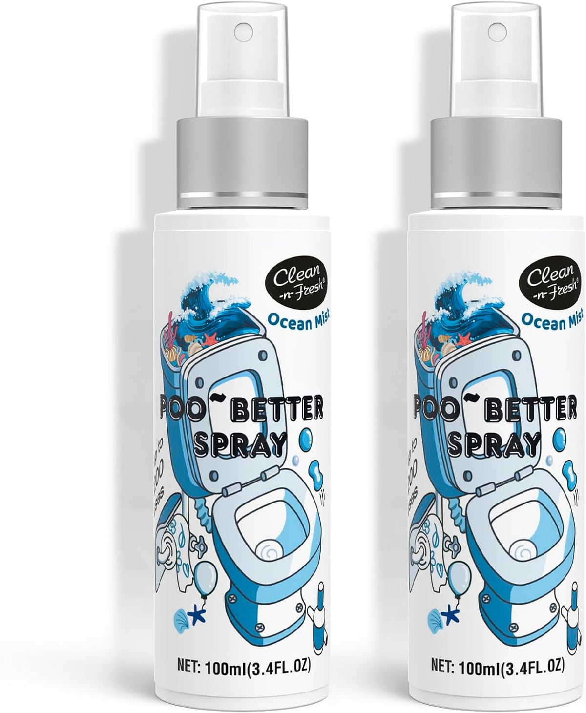 Clean-n-Fresh Toilet Spray, Ocean Mist, Air Freshener Bathroom Spray, Toilet Bathroom Odor