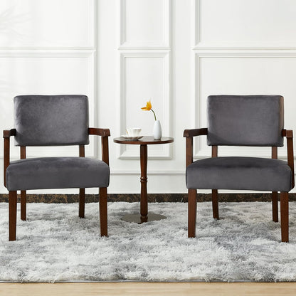 Accent Chair Set of 2 with Table, Living Room Chairs with VelvetSoft Seat and Armrests for Living