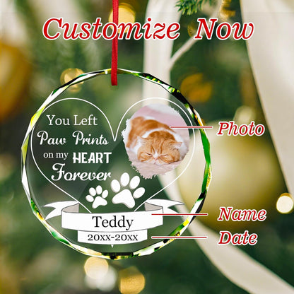 Personalized Memorial Pet Glass Ornament - Custom Picture Christmas Ornaments, Dog Forever in Our