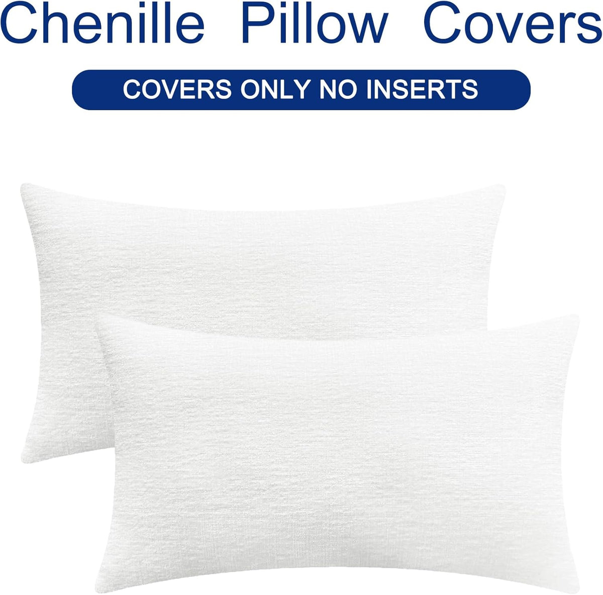 CaliTime Throw Pillow Covers Decorative 16 X 26 Inches Pack of 2 Cozy Chenille Cushion Cases for