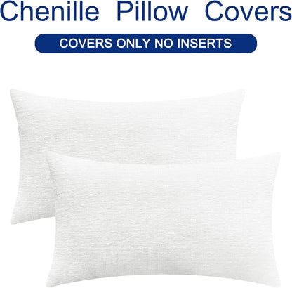 CaliTime Throw Pillow Covers Decorative 16 X 26 Inches Pack of 2 Cozy Chenille Cushion Cases for