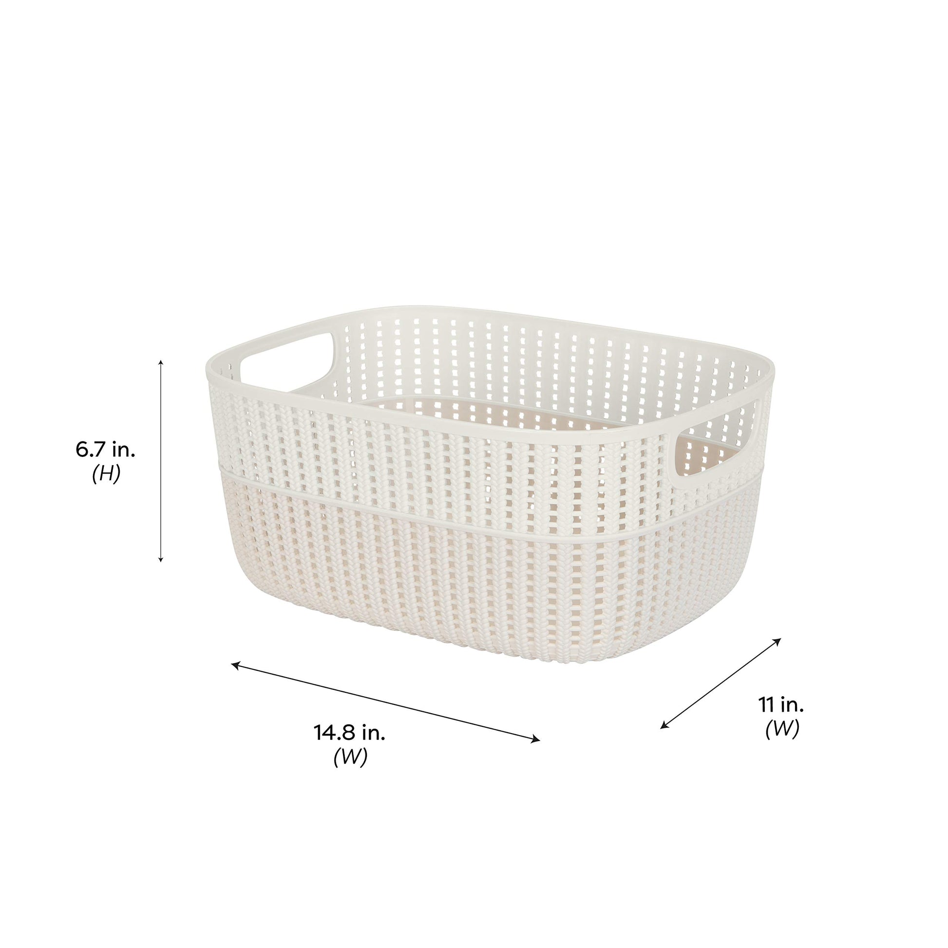 Simplify 2 Tone Sailor Knot Plastic Storage Tote | Decorative Basket | Closet Organization |
