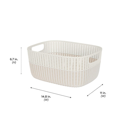 Simplify 2 Tone Sailor Knot Plastic Storage Tote | Decorative Basket | Closet Organization |