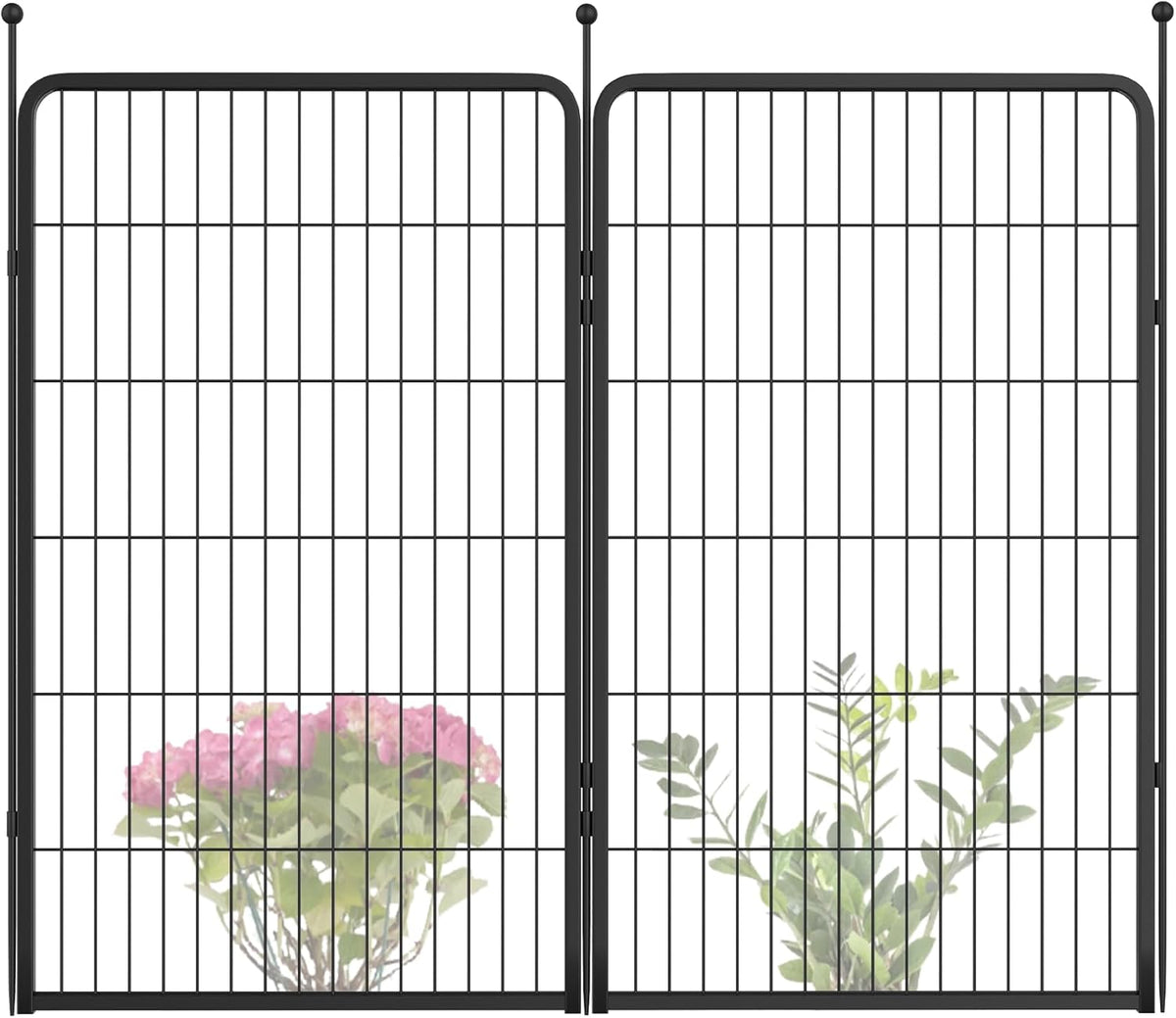 FXW Garden Fence Outdoor for The Yard – 45in(H) x 4.4ft(L) Heavy Duty Metal Animal Barrier for Dog