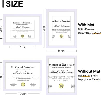 Vittanly 8.5x11 Picture Frames Set of 9, Shatter Resistant Plexiglass, Display 6x8 Pictures with