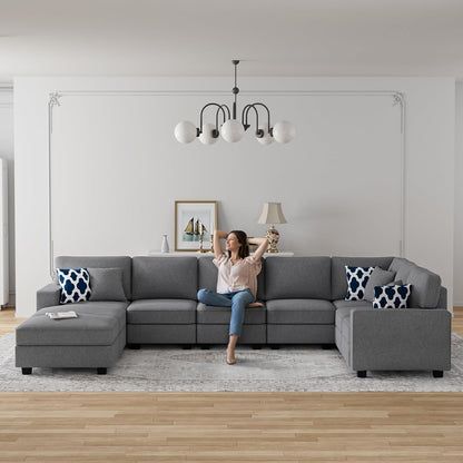 L Lengend Vansen Modular Sectional Sofa U Shaped Couch with Ottoman Modern Reversible Corner