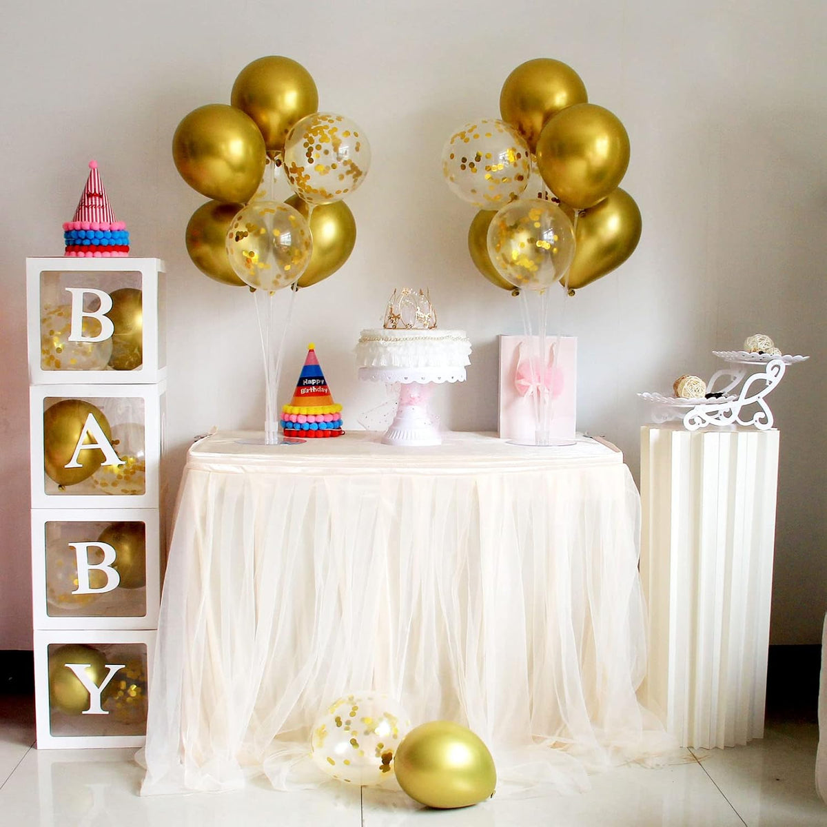 Gold Party Decorations Balloon Stand Centerpiece Table Decorations for Birthday Bridal Shower