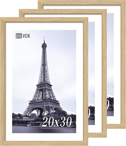 VCK 20x30 Oak Wood Frame for Poster & Picture, Natural Solid Wood Photo Frames 3 Pack, Wall