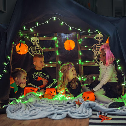JMEXSUSS Connectable 100 LED Green Halloween Lights, 8 Modes Plug-in Green Christmas Lights Indoor